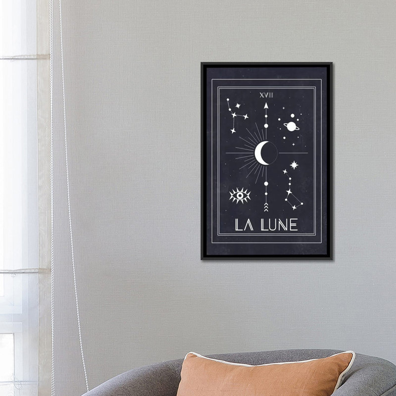 «La Lune», reproduction d'impression sur toile, H 48 po x l 32 po x P 1,5 po, Toile encadrée noire, Pas de tapis