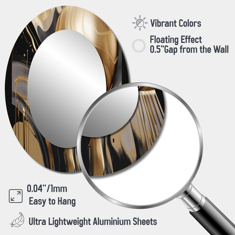 Miroir décoratif ovale en métal doré et noir captivant IV, 40 po x 30 po