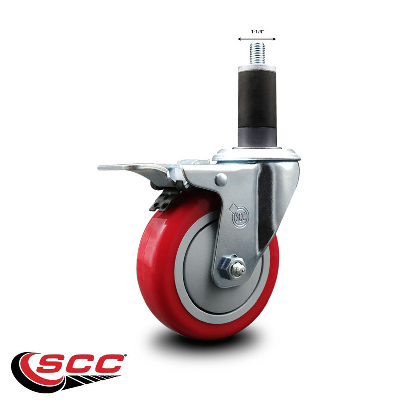 Poly Swivel 1-1/4 Inch Expanding Stem Caster Total Lock Brake SCC