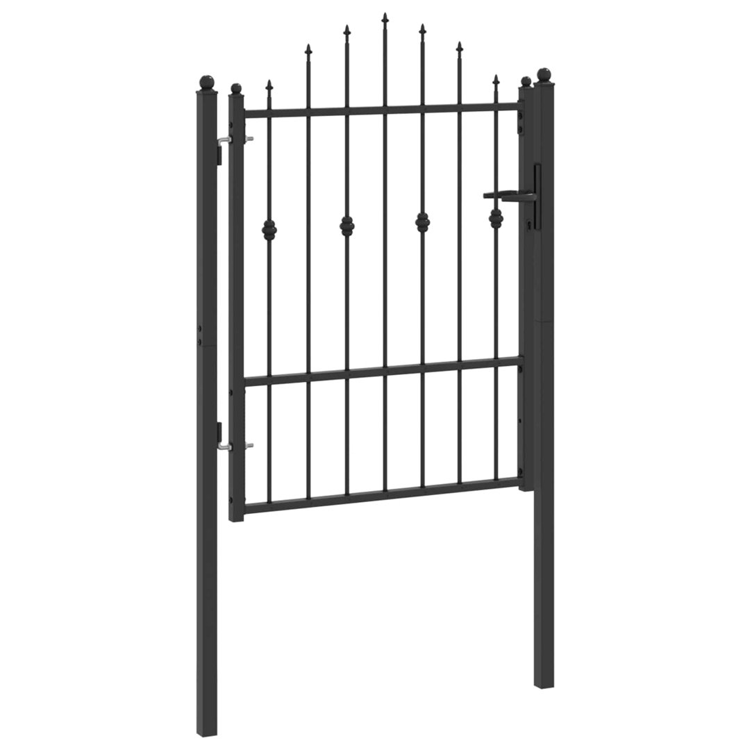 Vidaxl Fence Gate HORST Black Metal Outdoor Barrier Security Perimeter Modern