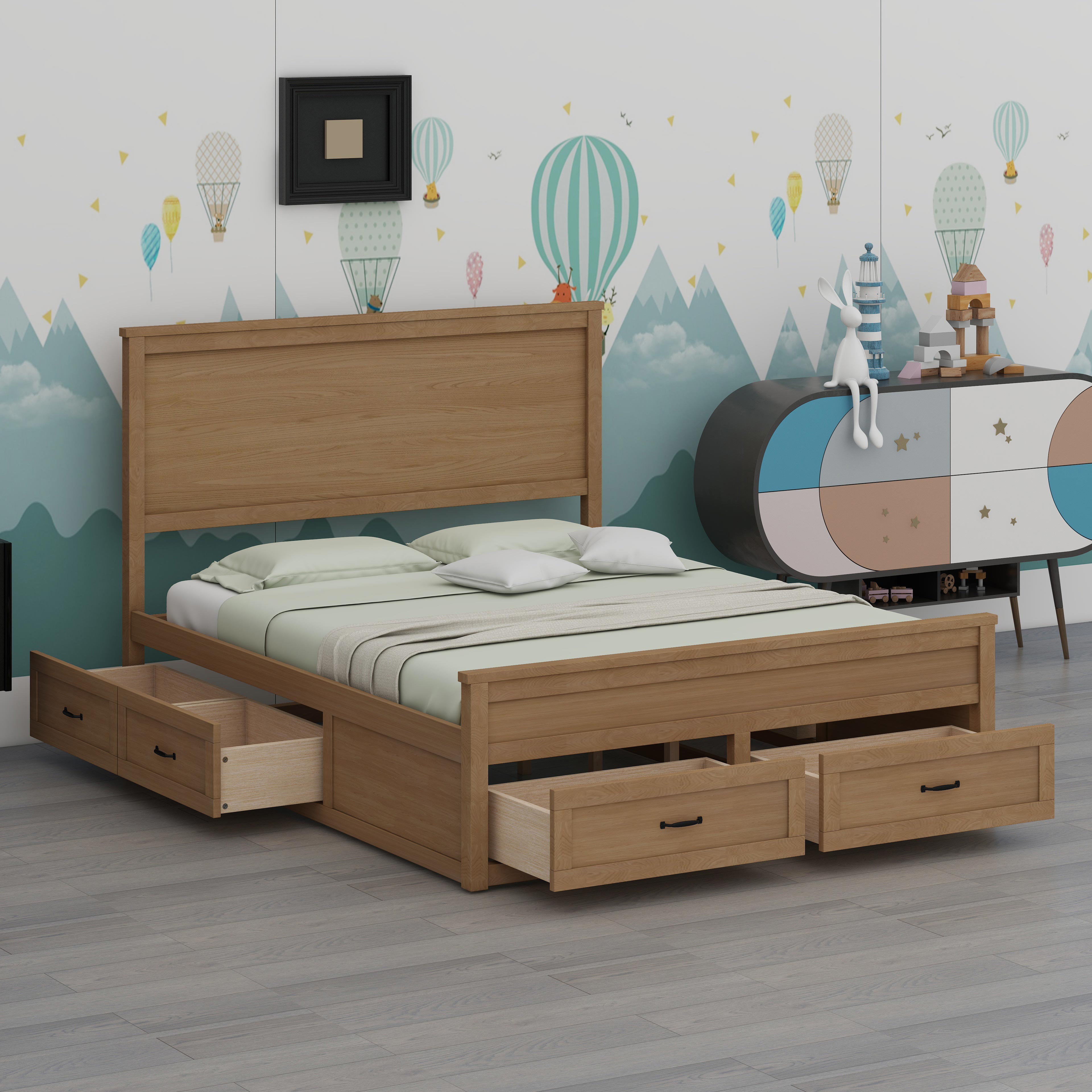 Latitude Run® Wood Storage Bed Frame With Drawers | Wayfair