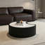 Table basse de 75 cm (29,53 po) avec dessus en pierre frittée noire pour salon-133968159-133968160