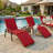 Outdoor Chaise Lounge Cushions Set of 2, Tri-Fold Water-Resistant Replacement Cushions for Patio Lounger Chairs with Hook-and-Loop Fasteners-129859817