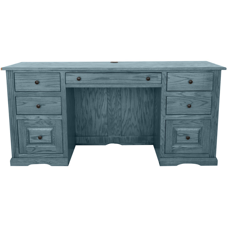 Rafeef Solid Wood Executive Desk, Smokey Blue Oak