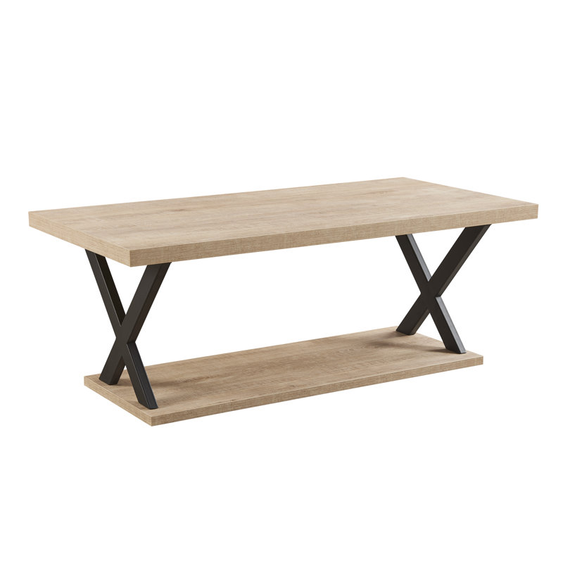 Table basse avec tablette de rangement Arether, Gris chiné