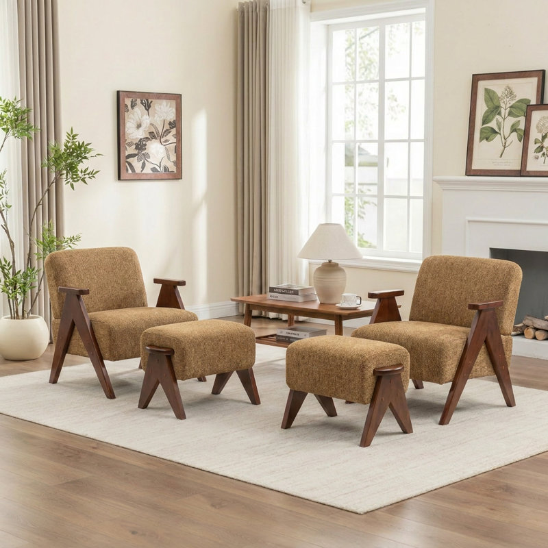 Fauteuil avec repose-pieds Bula, Jaune