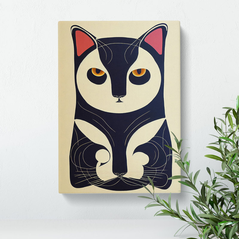 XC1022-1317X Cat In Art Nouveau No.2 - Wrapped Canvas Print, 50cm H x 35cm W x 3cm D
