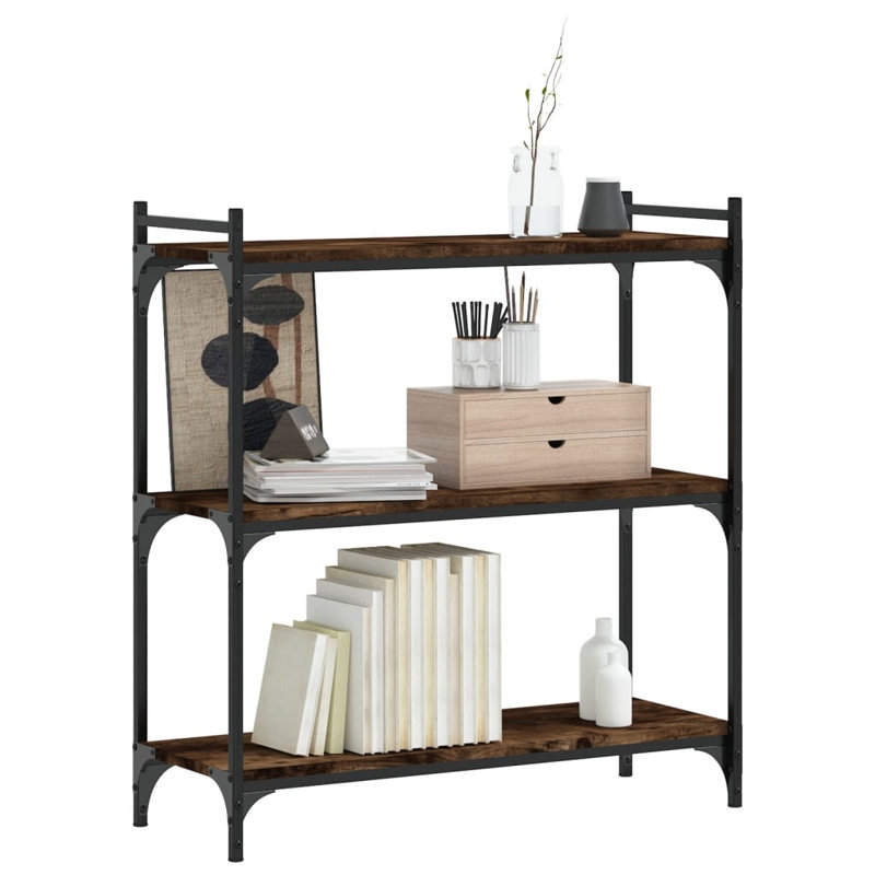Tymarius Bookcase, (3 Shelves) 34" H x 32" W x 12" D, Smoked Oak