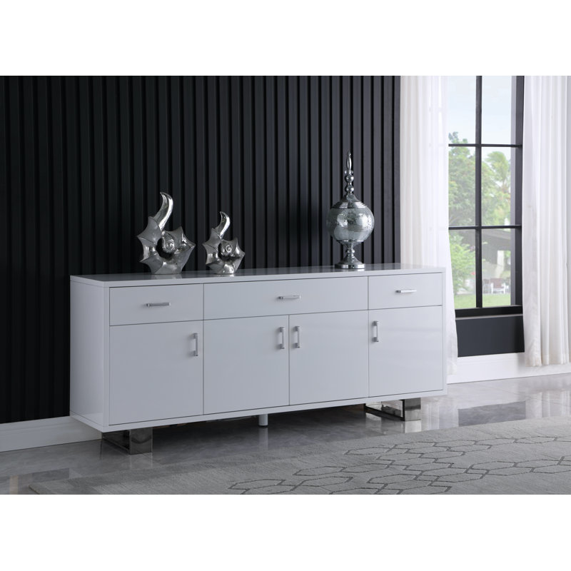 Woolum 72'' Sideboard, Silver/White