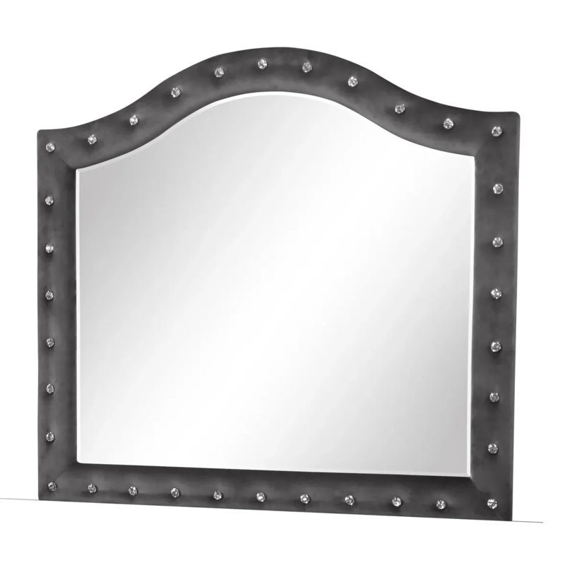 Miroir capitonné en cristal Sophia Modern Style, Gris