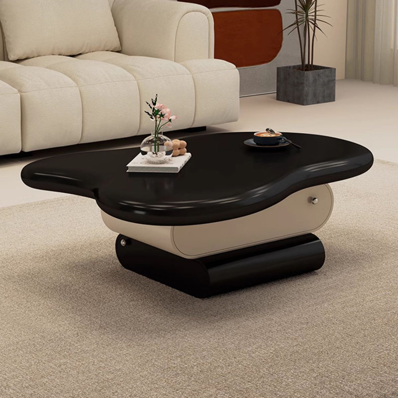 Table basse à piédestal avec rangement, Noir, H 14,2 po x L 47,2 po x l 23,6 po