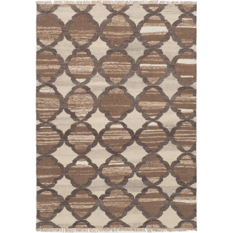 Tapis de zone brune en laine 4 pi 7 po x 6 pi 6 po one-of-a-kind handwoven à tissage plat Hartville