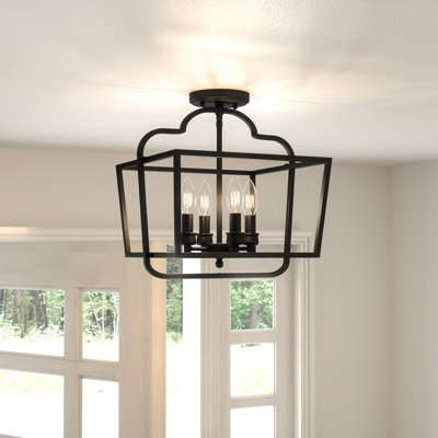 Blanche 4-Light Matte Black Semi-Flush Mount Light