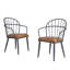 Set of 2 Side Chairs with PU Upholstery and Jet Black Metal Frame, Compact 24.5 Inch Width, Brown
