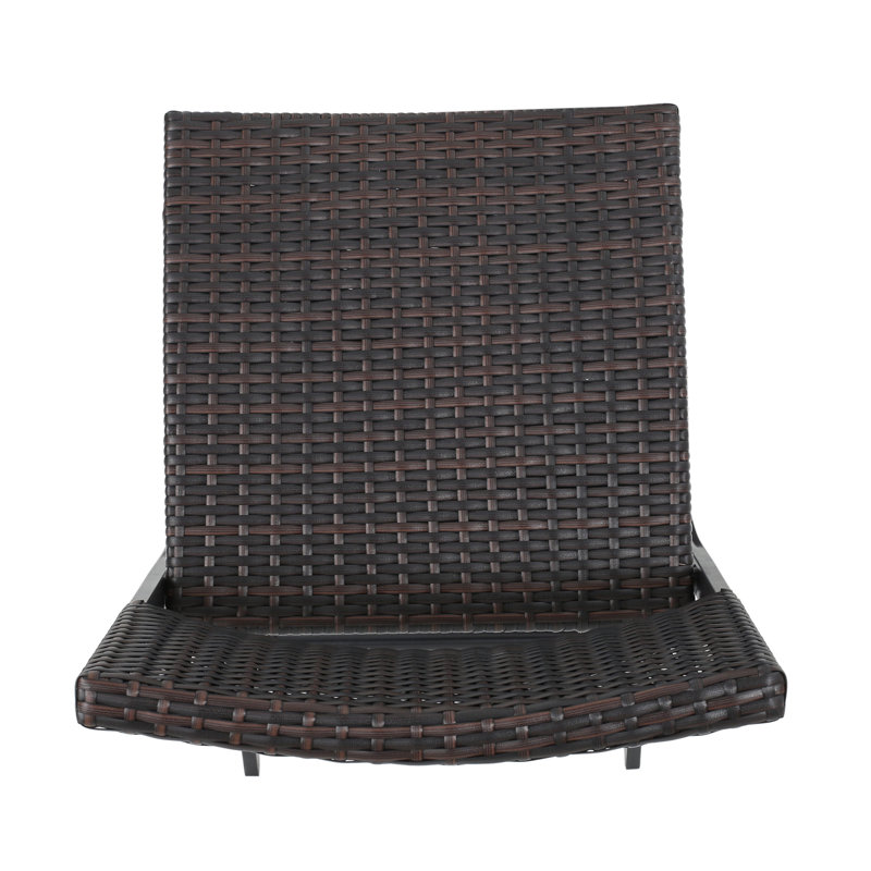 Ensemble de 2 tabourets de bar d'extérieur en osier pliable en rotin avec cadre en fer résistant aux intempéries, multicolore