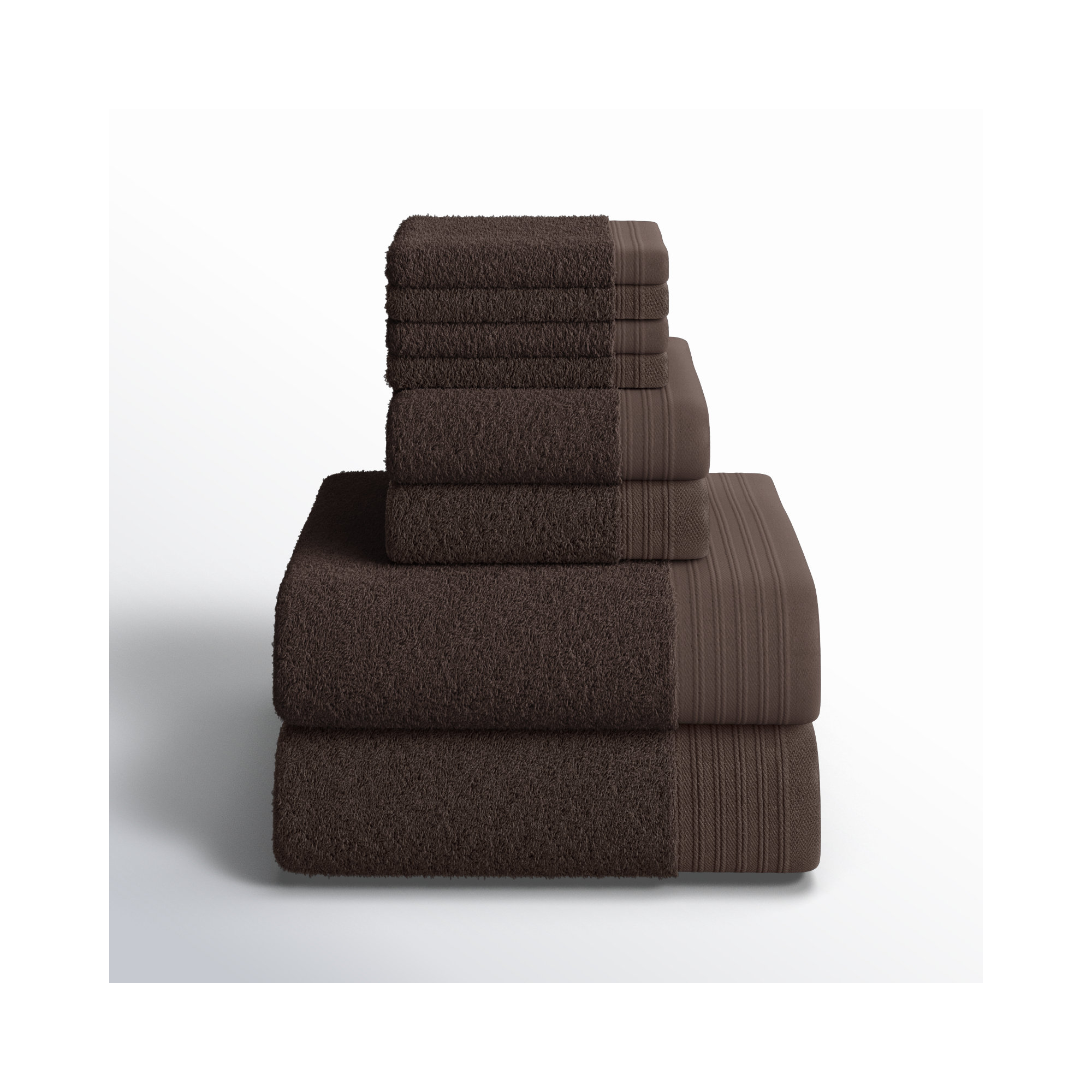 Doncia 8 Piece 100% Cotton Towel Set, Chocolate