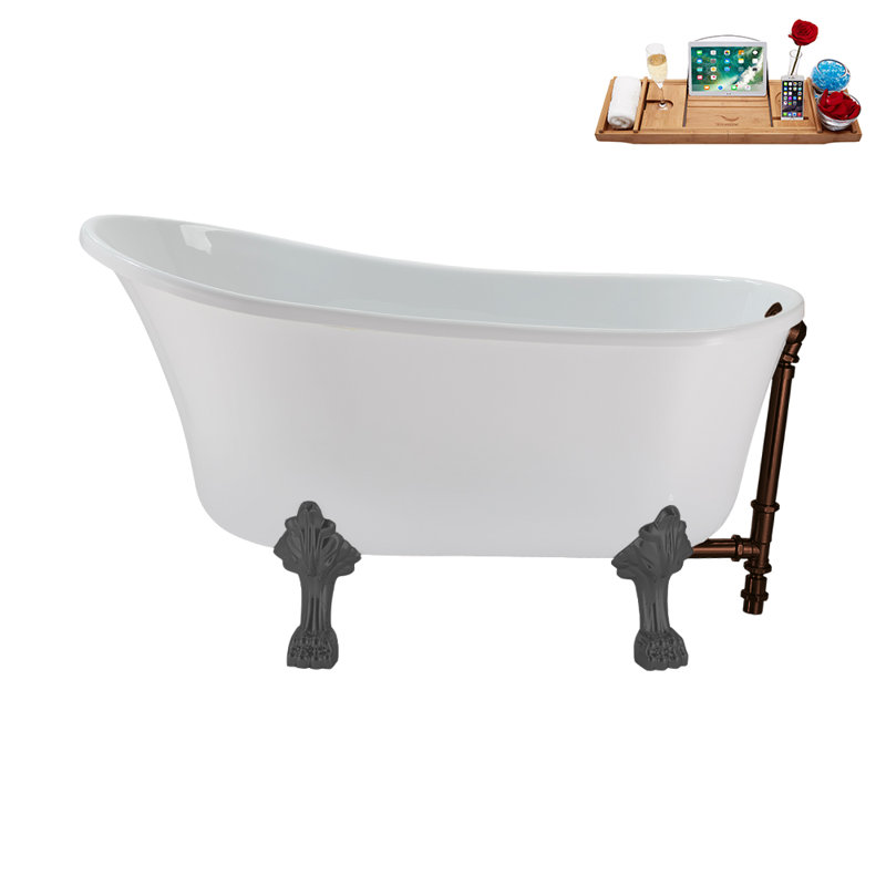 51.2'' x 25.6'' Soaking Acrylic Bathtub, Brushed Gun Metal, Matte Oil Rubbed Bronze