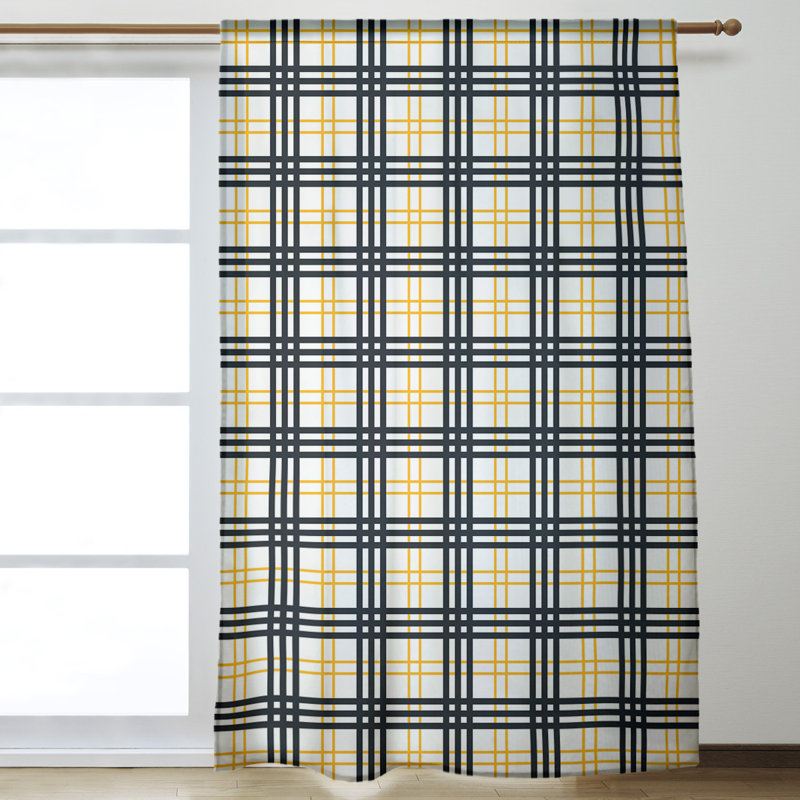 Room Darkening Curtain Single Panel, Cream/Black/Yellow
