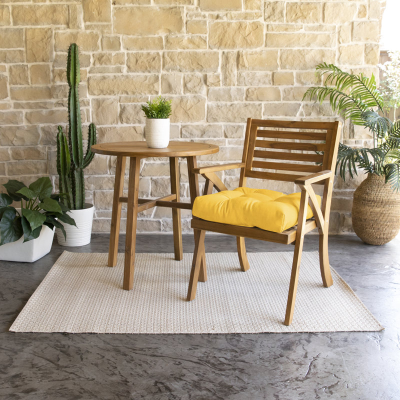 Tufted Outdoor Sunbrella Seat Cushion, 19" W, Canvas Sunflower Yellow Sunbrella® Canvas