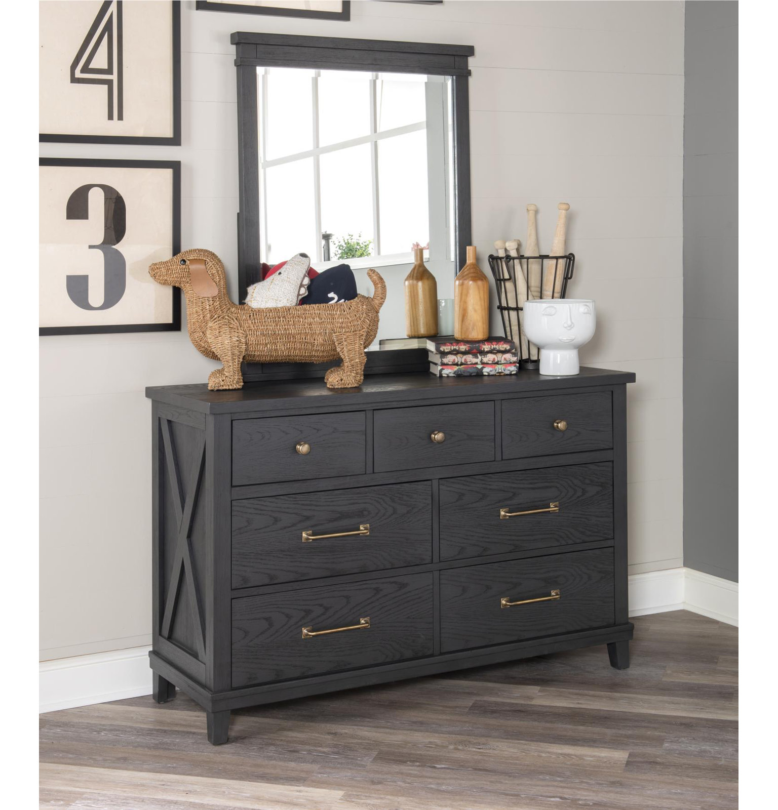 Harriett 7-Drawer Double Dresser, Black