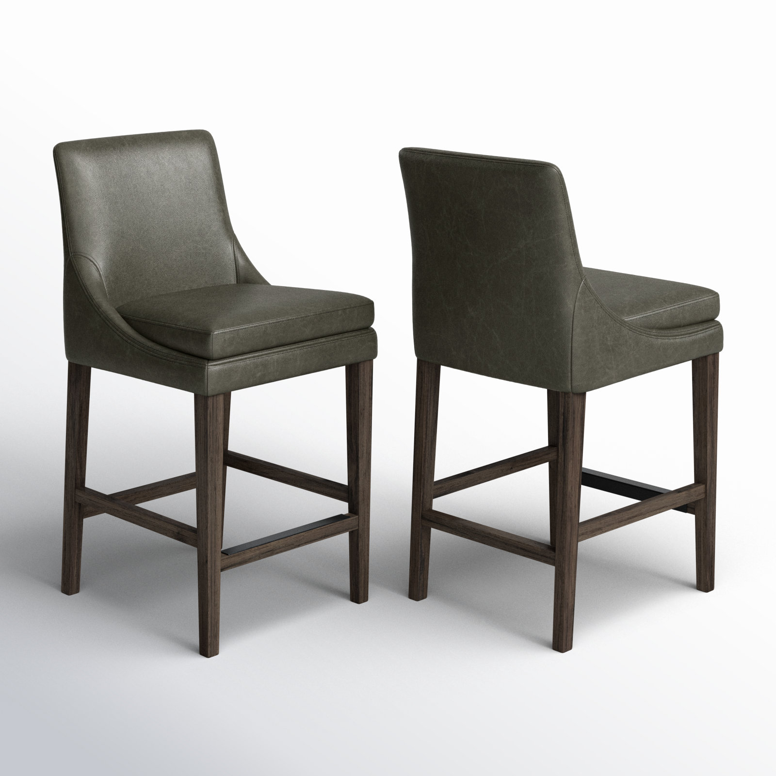 Niara Bar and Counter Stool, Counter Stool (26” Seat Height), Copley Slate Faux Leather/Brown