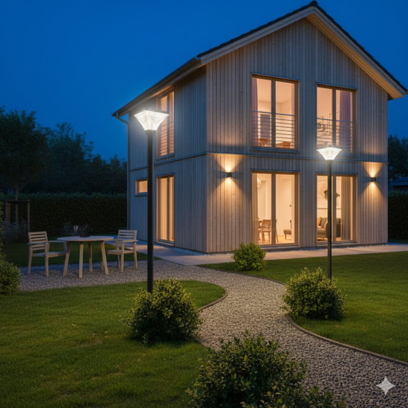 A 15-Inch Black Exterior Post-Mounted Lamp With Integrated Leds, Featuring A Handheld Remote For Dimming And Timer Settings, Built With Weather-Resistant Construction For Use In Yards, Gardens, And Walkways (Sold As A Single Unit).