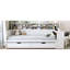 Lit de jour simple avec rangement, bureau d'étude, espace de rangement en bois blanc antique et option de bureau-761151543