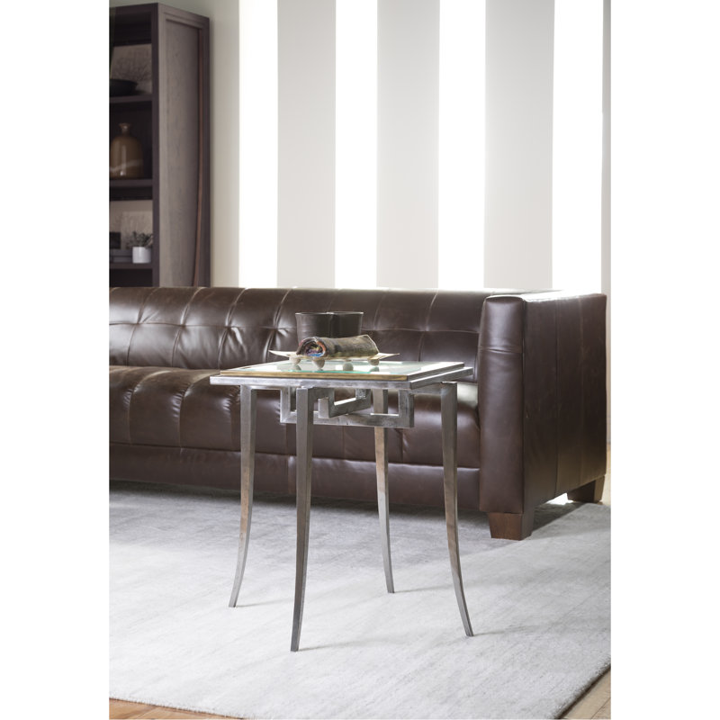 Huxley 24" Transitional Silver Rectangular Glass Spot Table