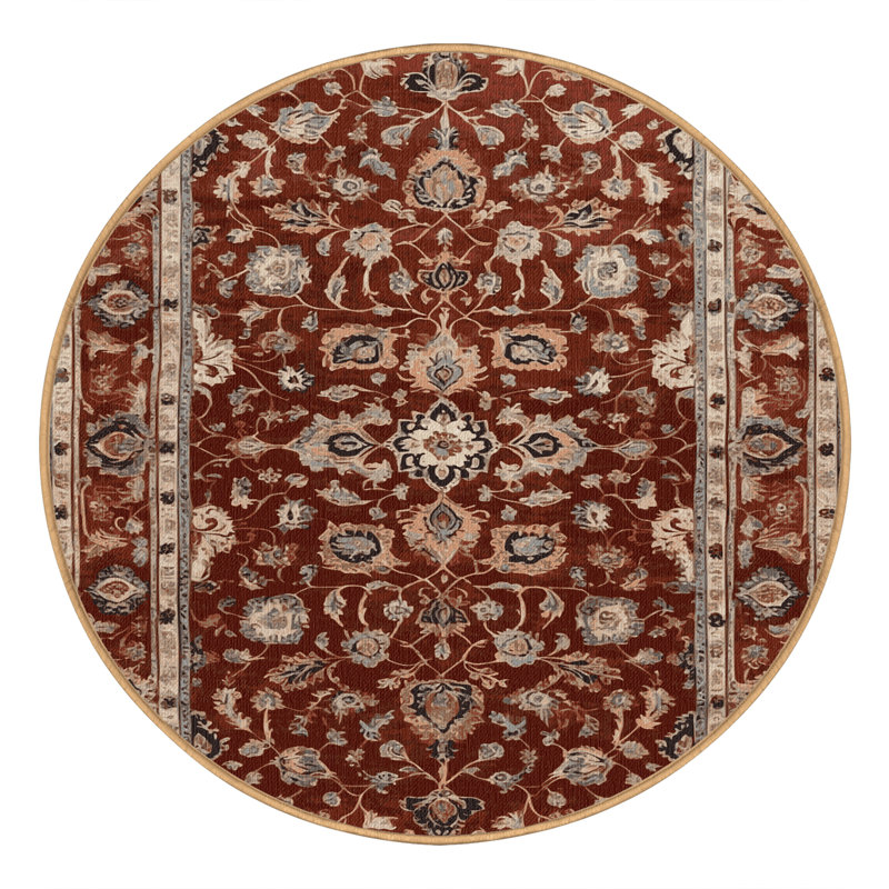 Tapis brun lavable à la machine, Rond 4 pi