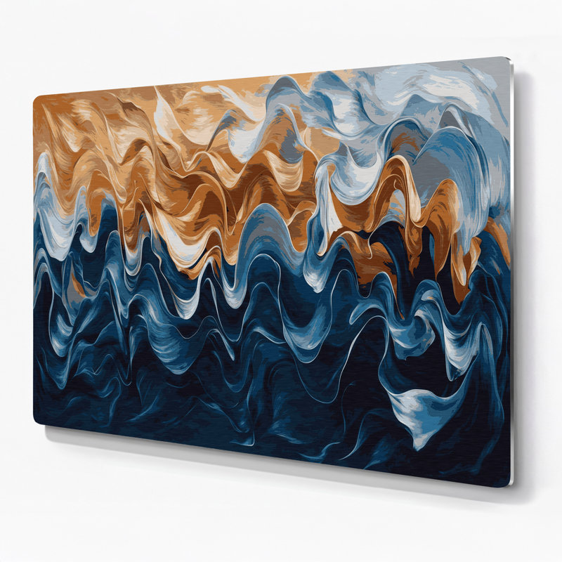 «Lyrical Abstraction 59», art mural en métal bleu, H 11 po x l 14 po