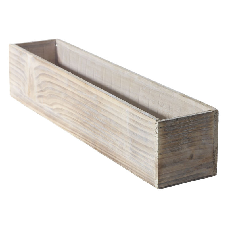 Tariah Handmade Wood Planter Box, White, 4" H x 20" W x 4" D