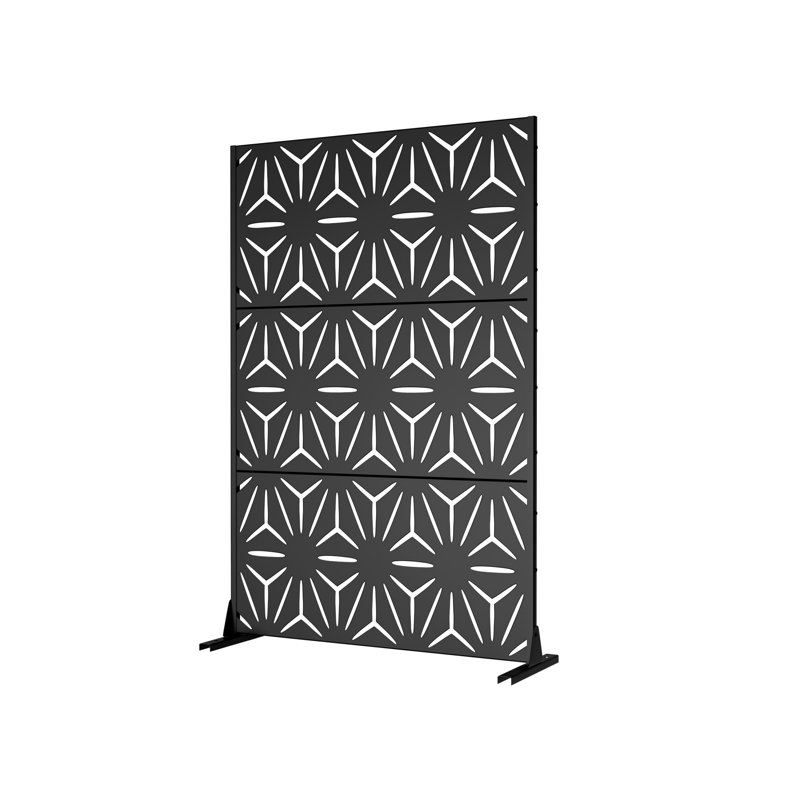 Panneau de clôture métallique occultant 72 po H x 47 po L x 16 po P, H 72 po x l 47 po x P 16 po, Noir