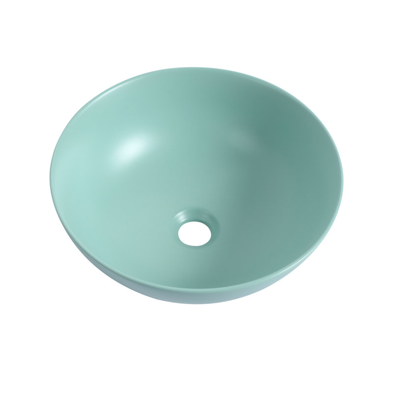 Matte Red 16" Ceramic Round Bathroom Vessel Sink