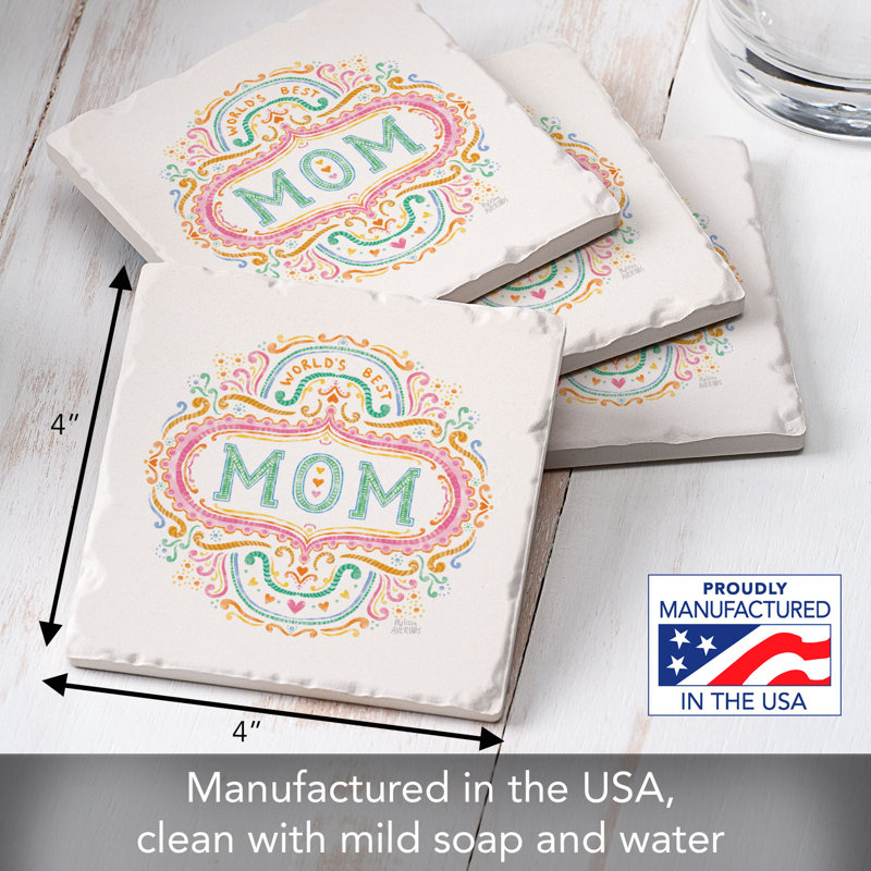 Thirstystone Mom 4-Pack Tumbled Tile Stone Coasters