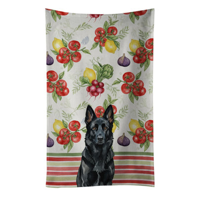 Black German Shepherd Vegetables Kitchen Towel