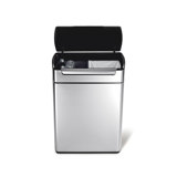 simplehuman 48 Liter Touch-Bar Dual Compartment Kitchen Recycling Trash Can, Stainless Steel