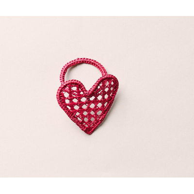 Handwoven Heart Napkin Ring – Red Toquilla Straw – Valentine’s Day & Romantic Table Decor