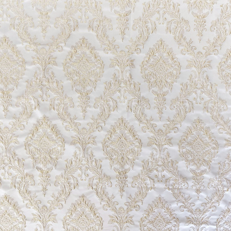 Tissu Perla | Tissu jacquard damassé floral brillant | Tissu de draperie et de rideau, Champagne