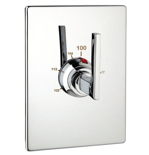 Crisp Square Thermostat Complete with Valve, Polished Chrome, 0.75''
