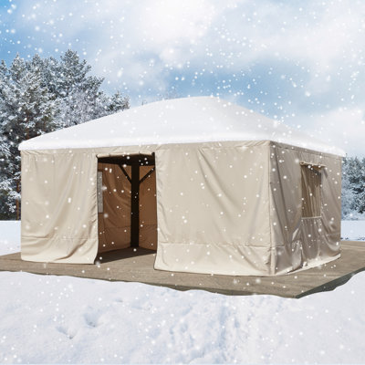Arrêtez les dommages hivernaux! La housse de pavillon de jardin ultime 12 pi x 16 pi crée un espace de rangement supplémentaire pour les meubles de patio 