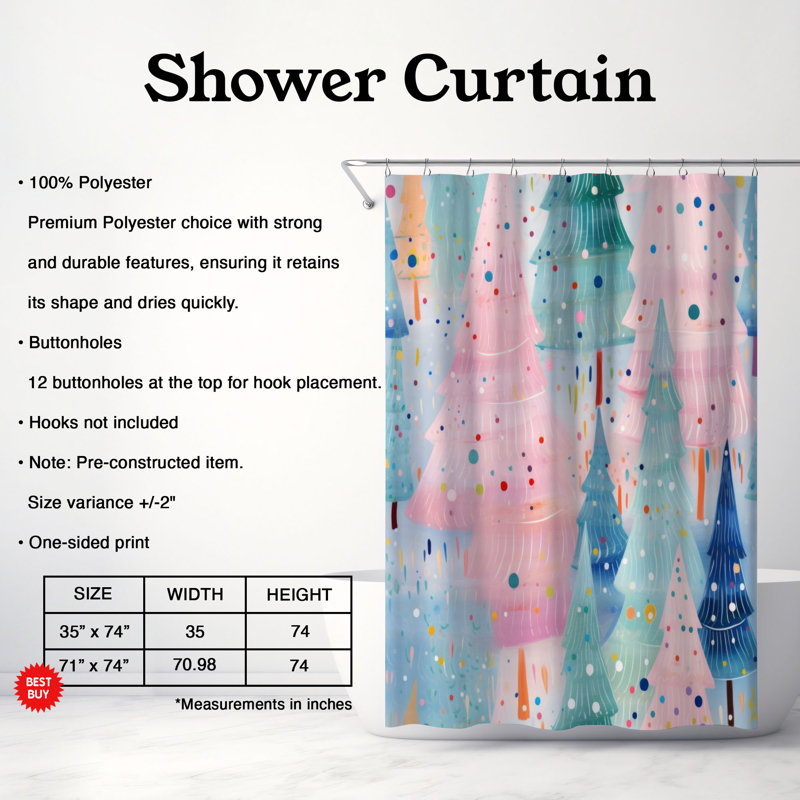 Blue Trees - Rideau de douche Premium, H 74 po x l 71 po