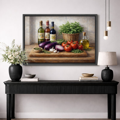 Italian Kitchen Artwork, Fresh Ingredients and Herbs Pictures, Framed Canvas Giclee Print Wall Art