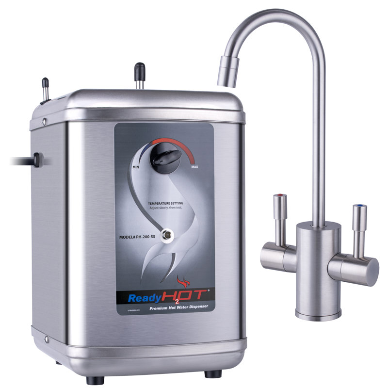 Système de distributeur d'eau chaude instantanée RH200, robinet à deux poignées avec réservoir sous l'évier, Nickel brossé