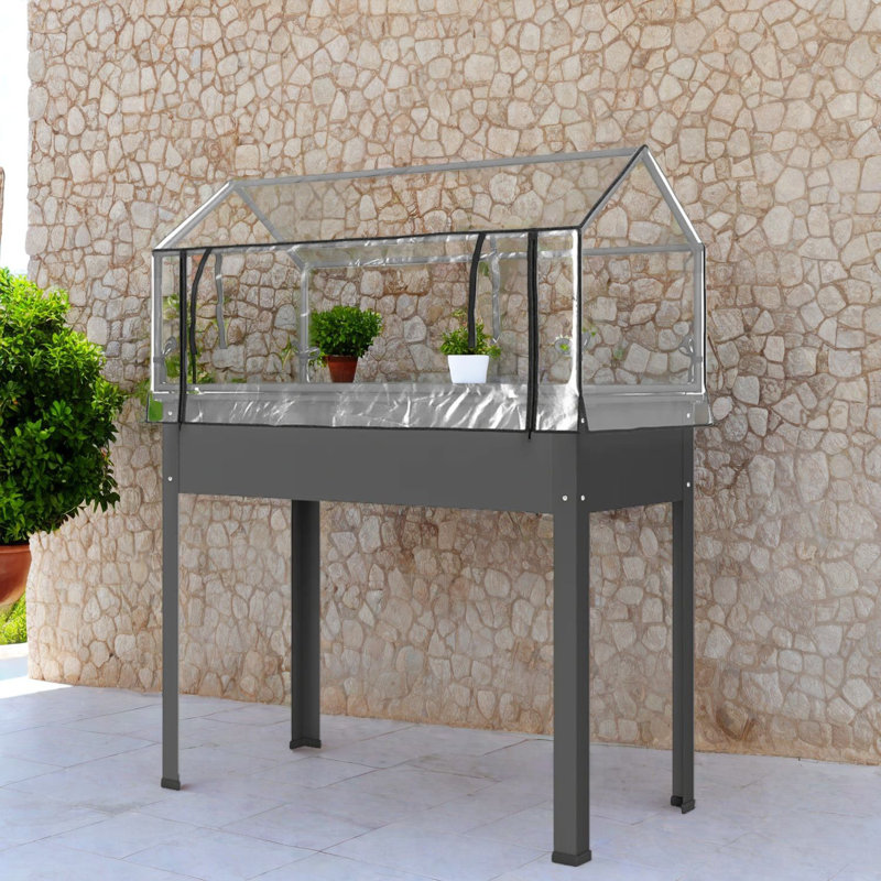 Multifunctional Steel And Metal Planters With Greenhouse, Rustic Outdoor Garden Box