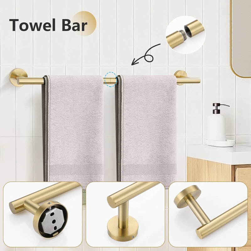 10-Piece Bathroom Hardware Set - Stainless Steel Towel Bar, Toilet Paper Holder, Towel Rings & Hooks - Wall-Mounted Durable