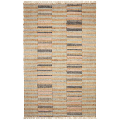Ravel Stripe Blue Handwoven Wool Rug