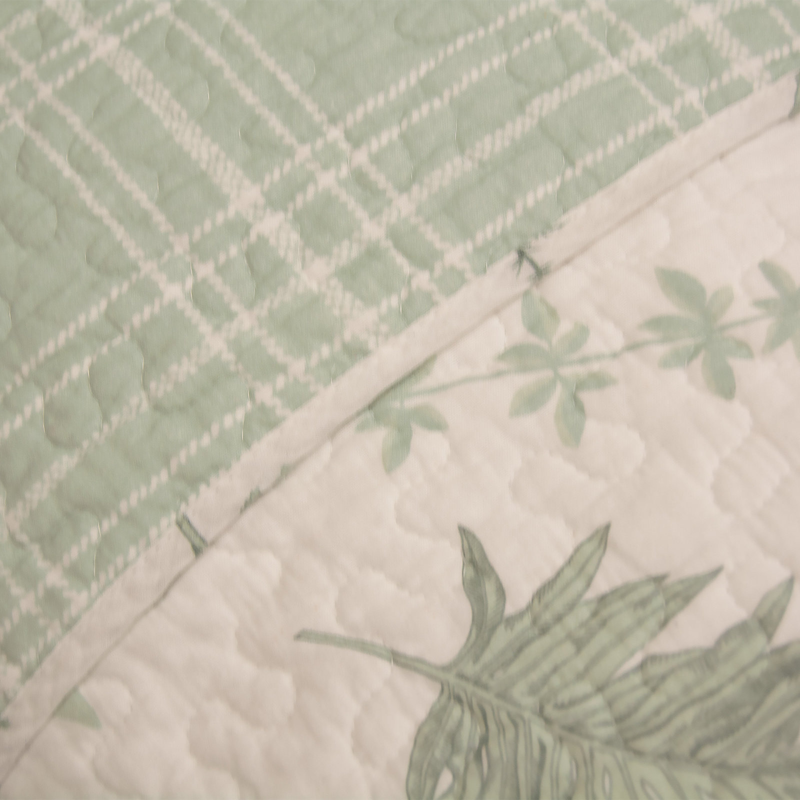 Mansi Botanical Cotton Quilt Set, Queen Quilt + 2 Standard Sham