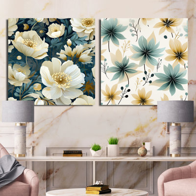 Laurine - Ensemble de 2 collages carrés botaniques abstraits