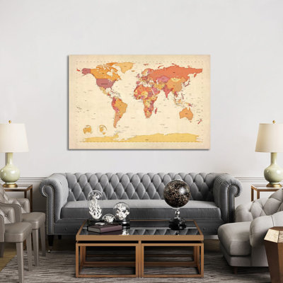Map Of The World VII by Michael Tompsett - Wrapped Canvas Print