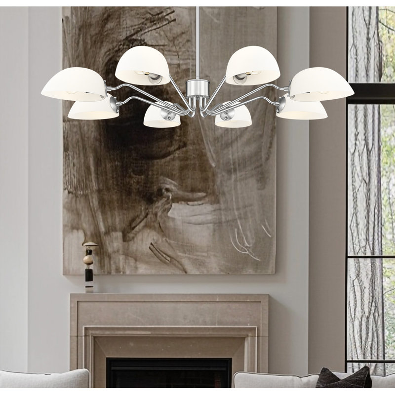 Lustre 8 lumières Justina, Nickel brossé
